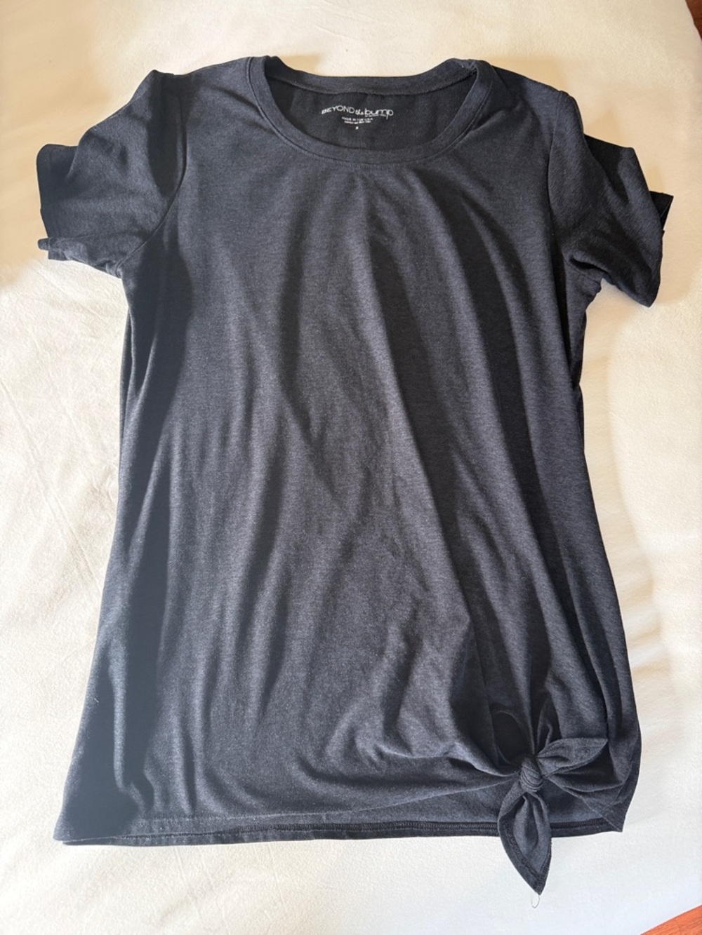 Beyond the Bump Black Short Sleeve Tie-Hem Tee maternity